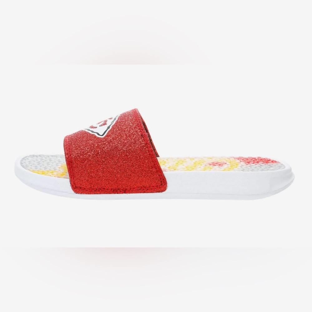 ❌SOLD❌ NWT [FOCO] Kansas City Chiefs NFL Sparkle Gel Slide Sandals Womens L 9/10 - Picture 3 of 12